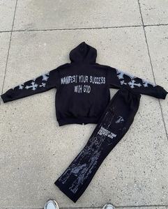 Ensemble survêtement personnalisé avec sweat-shirt et pantalon de survêtement, 500 GSM, 100% coton molletonné, poids lourd, pour hommes - Product Image 6