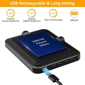 Lampe portable rechargeable 2000 mAh à clipser pour téléphone et ordinateur portable, lumière d'appoint pour selfie, 3 modes, 10 niveaux de luminosité pour le streaming en direct - Product Image 3