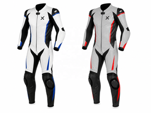 Combinaison de moto en cuir légère pour course sur circuit |   Blanc Noir Bleu |   Fabricant OEM ODM |   Qualité de conception haut de gamme | - Product Image 5