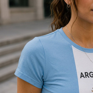 เสื้อยืดครอปท็อปผู้หญิงลายธงชาติ สไตล์ Y2K ผ้าถักยืดหยุ่น ไม่เป็นขุย - Product Image 5