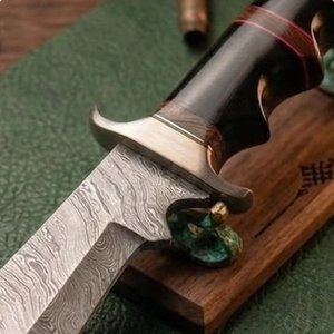 Couteau de camping Bowie artisanal en acier inoxydable de qualité industrielle, épaisseur 0,45 mm, manche noir décoratif en métal, pour collection - Product Image 5