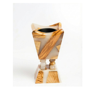 Brûleur d'encens artisanal en bois/résine écologique avec support noir pour la décoration religieuse de la maison - Product Image 4