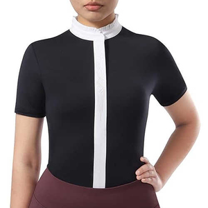 Chemises d'équitation personnalisées imprimées de haute qualité pour femmes, manches courtes, sous-vêtement d'équitation, 100% polyester, imperméable - Product Image 5