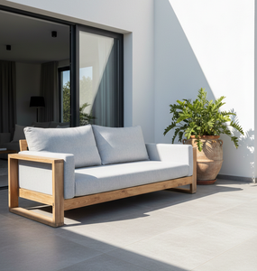 Sofá de Exterior Arquitectónico Mizu de 2 Plazas, Estructura de Madera Resistente, Resistente al Agua, Sofá Multifuncional para Resort Moderno - Product Image 6