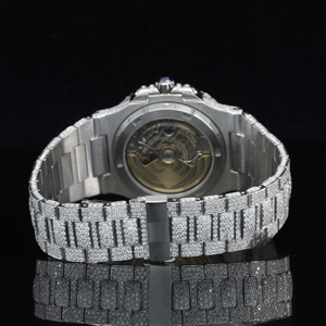 Montres mécaniques entièrement automatiques avec cadran carré en acier inoxydable de 41 mm, style hip-hop, diamants en moissanite de qualité VVS1 - Product Image 6