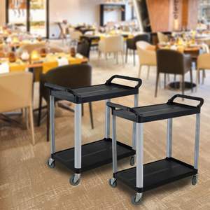 Carrito de Cocina Negro de 2 Niveles con Ruedas, Carrito de Cocina Portátil para Almacenamiento y Servicio, Carrito Resistente para Islas de Cocina - Product Image 4