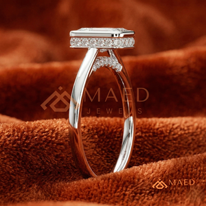 Luxury <b>Emerald</b> Cut Diamond Engagement <b>Ring</b> with Bezel Setting Minimalist Solitaire Design – 925 Sterling <b>Silver</b> Fine Jewelry - Product Image 2