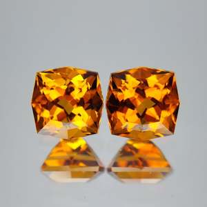Paire de citrines naturelles, taille coussin, pierres précieuses brutes, orange doré, Inde, qualité excellente, rare, certifiées par un tiers - Product Image 1