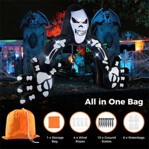 Arco Gonfiabile Gigante in PVC a Forma di Grim Reaper 3,1x2,6m con 8 Luci LED, Facile da Gonfiare, Soffiatore Integrato, Picchetti Antivento/6 Sacche d'Acqua - Product Image 5