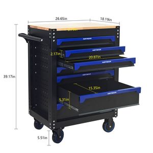 Carrello Portautensili in Acciaio a 7 Cassetti da 30 Pollici con Piano in Legno e Ruote per Stoccaggio Attrezzi in Garage e Magazzini - Product Image 2