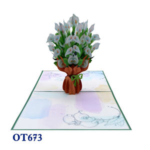 Carte de vœux 3D en forme de vase avec fleurs de rhum blanc faites à la main, découpe laser, motif animal, artisanat en papier personnalisé, art papier pour la Saint-Valentin - Product Image 2