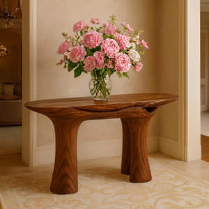 Table console en bois massif moderne minimaliste faite à la main pour la maison, pour le salon, l'hôtel, la salle à manger, l'appartement, l'entrée, courbée naturellement - Product Image 3