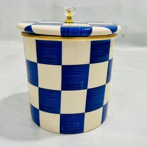 Juego de Recipientes de Almacenamiento de Cerámica con Diseño a Cuadros Metálicos Hechos a Mano, Resistentes a la Decoloración y Duraderos, con Tapa |   Recipientes Decorativos para Cocina |   Moderno - Product Image 3