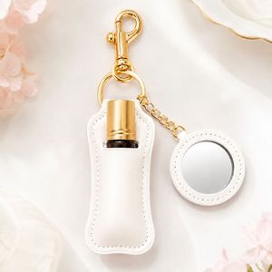 Porte-clés personnalisé en cuir PU avec miroir rond pour flacons roll-on d'huiles essentielles - Product Image 6