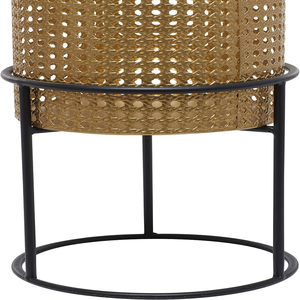 Metal Indoor Outdoor Planter Rattan Weave Inspired <b>Large</b> Planter <b>Pot</b> with Removeable Ring Stands, Set of 3 Planters - Product Image 2