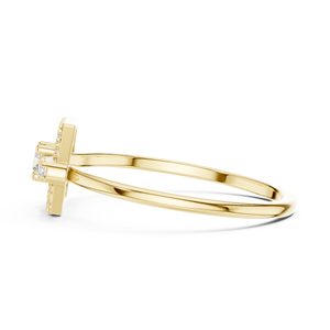 Bague en or jaune hexagonal avec halo de moissanite et diamant pour femme, bijou fin géométrique pour fiançailles et mariage, cadeau - Product Image 5