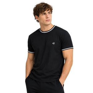 Wholesale Contrast Trim Round Neck Casual Sports Men's <b>shirts</b> Custom Logo Design 100% Cotton Slim Fit Lightweight T-<b>shirt</b> Bulk - Product Image 1