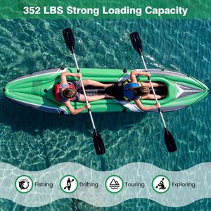 Kayak de pêche gonflable de 11,5 pieds pour 2 personnes, robuste, type sit-on-top, avec pagaies en aluminium - Product Image 2