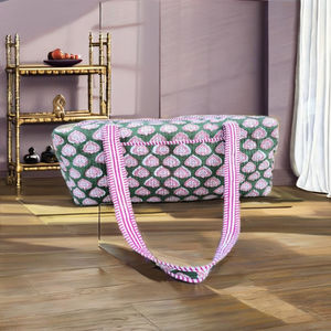 Bolsa de Viaje Acolchada de Algodón, Hecha a Mano en India, de Lujo, Duradera y Cómoda, para Mujer, Informal, de Fin de Semana, con Cierre, para Compras - Product Image 2