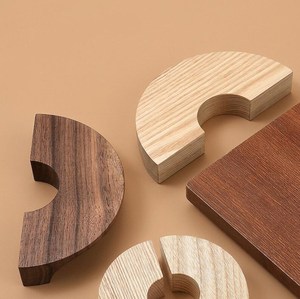 Minimalistic <b>walnut</b> Handmade oak <b>drawer</b> pulls Geometric wooden cabinet knobs Minimalist furniture handles for Home Office - Product Image 6