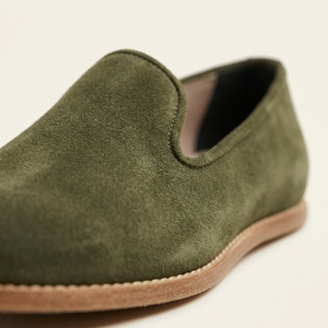 Mocasines Verdes de Cuero Genuino, Zapatos de Oficina con Punta Descubierta, Transpirables, con Suela de Goma, Entresuela de Goma de Color Sólido, Forro de PU - Product Image 3