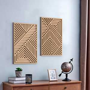 Panneau mural en bois géométrique moderne, décoration murale en bois artisanale pour salon, chambre et décoration intérieure - Product Image 1