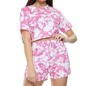 Women Crop Top Shorts <b>Set</b> Cotton Casual Summer Two Piece Outfit Ladies Lounge Wear Matching <b>Set</b> OEM Private Label Custom - Product Image 6