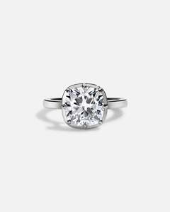 Bague de mariage solitaire en or massif 14 carats avec diamant de laboratoire taille coussin serti à griffes, 1 à 4 carats, personnalisée, faite à la main, certifiée IGI - Product Image 2
