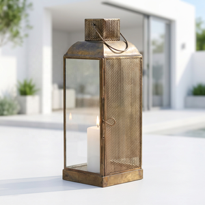 Manufacturers Mesh Style <b>Brass</b> Antique Metal Candle <b>Lanterns</b> for Home and Patio Decoration - Product Image 1