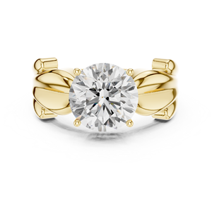 <b>Nature</b> <b>Inspired</b> Solitaire Lab Grown Diamond <b>Engagement</b> <b>Ring</b> in Yellow Gold – Elegant Leaf Design Promise <b>Ring</b> for Women - Product Image 1