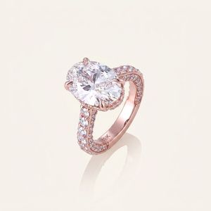 Bague de fiançailles AMBER JEWELS en or rose 10K plaqué, avec diamant ovale en forme de cœur, unisexe, classique, certifiée IGI, sertie à griffes - Product Image 1
