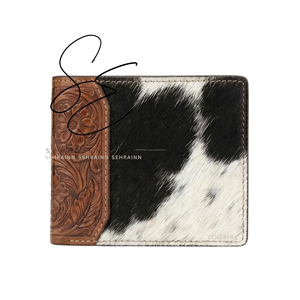Cartera Bifold de Cuero Genuino SEHRAINN para Hombre, Hecha a Mano con Grabado en Relieve, Estampado Animal, Estilo Vintage, Plegable, para Uso Diario - Product Image 1