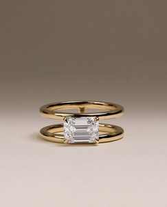 Bague de luxe en argent sterling S925 avec moissanite 2 carats, émeraude 8*10mm, plaqué rhodium certifié, pour mariage, pierre précieuse tendance - Product Image 4