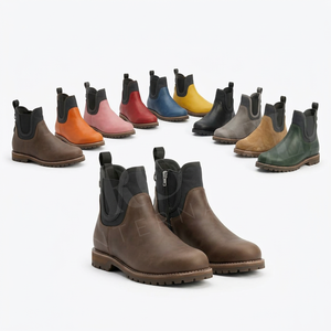 Botas de Motocicleta Ajustables de Cuero Reforzado, Antideslizantes, Duraderas, con Suela Antideslizante, para Trabajo, Casuales, para Exteriores - Product Image 1