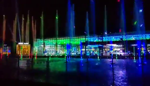 Modern Stainless Steel Outdoor Music Dancing Water Fountain with LED Lighted Laser <b>Projector</b> Show and Floating Design - Product Image 3