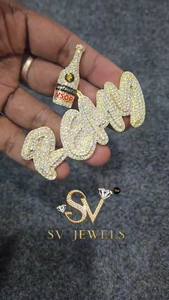 Pendentif Hip Hop en argent 925 plaqué or, style Remy, avec moissanite VVS1 et chaîne à maillons, pour homme et femme, idéal pour mariage et fiançailles - Product Image 4