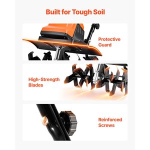 18-Inch Garden Rototiller with 15 Amp Motor Heavy Duty Steel Electric Corded Tiller <b>Cultivator</b> & Tilling Machine - Product Image 6