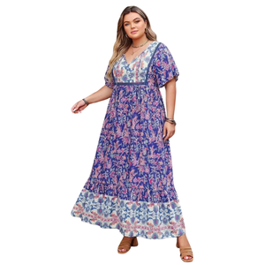 Vestido Maxi Floral Elegante para Mujer, Manga Corta, Estilo Casual - Product Image 3