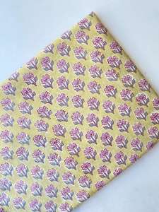 Tissu en coton 100% imprimé à la main à motifs floraux indiens, vert viridian, pour filles, pour rideaux, oreillers, coussins, édredons - Product Image 5