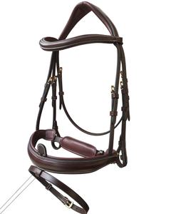 Bridon en cuir rembourré avec muserolle flash pour l'équitation anglaise - Product Image 2