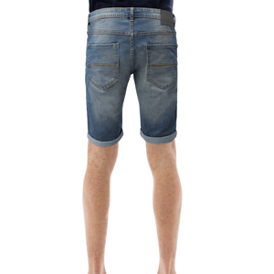 Shorts en jean slim bleu pour homme, taille moyenne, qualité export, ourlet retroussé, décontracté, cinq poches, streetwear, mode estivale - Product Image 3