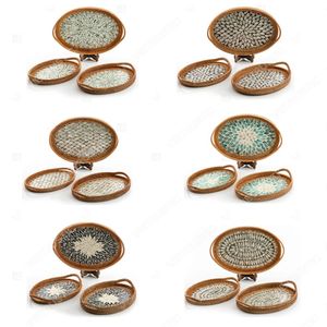 Retail-friendly Kitchen & Living Room <b>Serving</b> Tray Capiz Shell Rattan Pantry Organizer Cutlery <b>Set</b> Single Tier Tableware Storage - Product Image 1