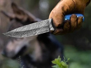 Custom Handmade Damascus Steel Clip Point 3mm Non-Adjustable <b>Bone</b> <b>Handle</b> Leather Sheath DIY Grade OEM Available Camping <b>Knife</b> - Product Image 3