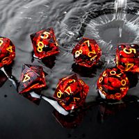 Dés de jeu de rôle Beholder's Dragon Eye DND, cœur liquide œil de chat, bords tranchants, en résine faite à la main, lot de 7, écologiques, Dungeons & Dragons, TTRPG, rose