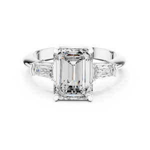Anillo de Diamantes con Corte Esmeralda y Piedras Laterales en Línea para Mujer, Oro 10k/14k/18k/Plata de Ley, Diamantes Cultivados en Laboratorio, Joyería Fina - Product Image 2