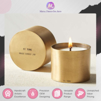 Collection unique de pots vides de haute qualité en laiton doré et acier inoxydable pour la fabrication de bougies, avec option de logo personnalisé à bas prix