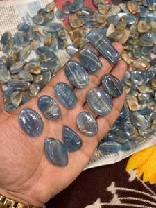 Pierres précieuses en calcite aqua bleue naturelle, polies, en vrac, pour la création de bijoux - Product Image 6