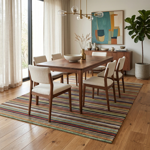 Alfombra de Lana Tufted a Mano Multicolor Festival Strata, Moderna, con Rayas Horizontales, Antideslizante, Ecológica, de Pelo Grueso para Interiores - Product Image 4
