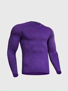 Nueva Camiseta de Compresión de Manga Larga para Hombre, Corte Ajustado, Diseño Estampado Sólido, para Gimnasio, Correr y Actividades al Aire Libre - Product Image 4