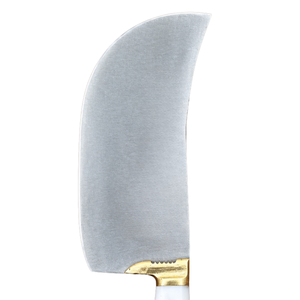 Couteau à viande robuste PW-DR, lame courbée argentée, manche blanc, rivets décoratifs rouges, bolster doré, couteau de boucher pour la cuisine - Product Image 4